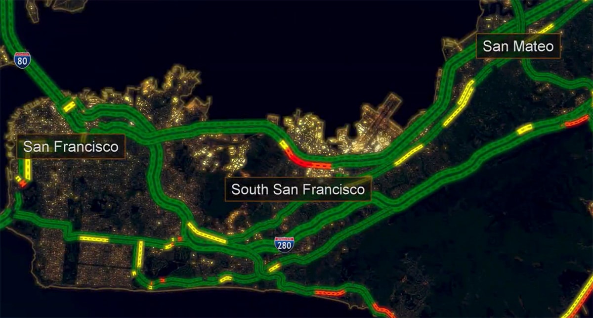 Display of traffic conditions in San Francisco by Max Traffic