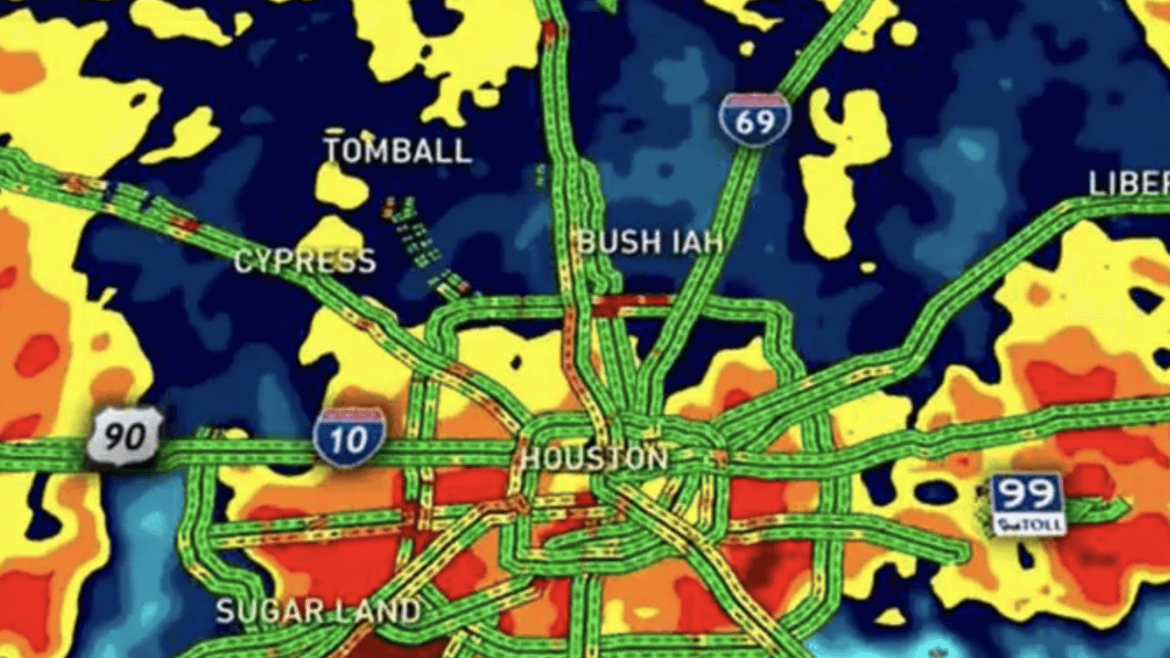 Weather map incorporating traffic data