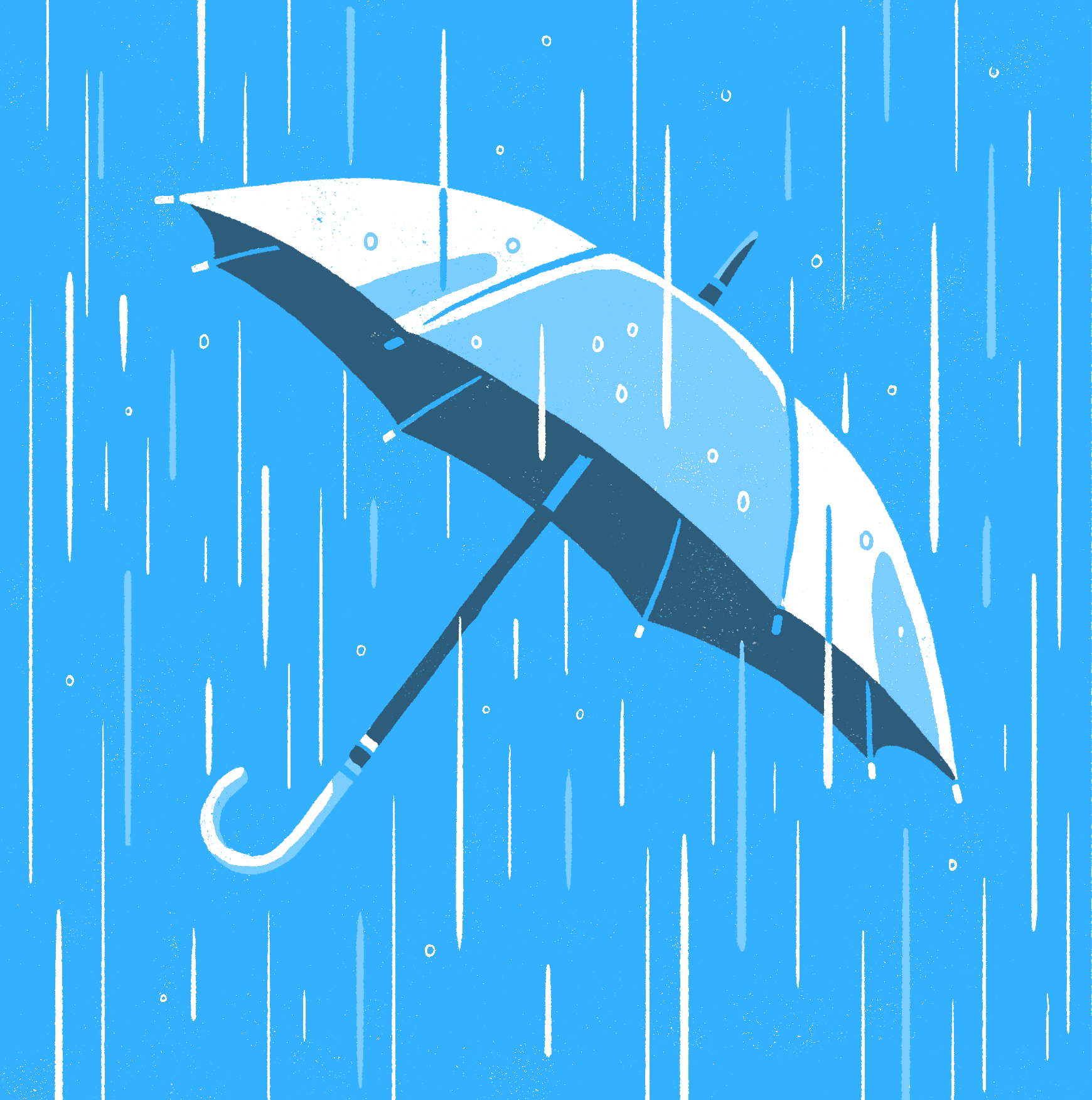 Illustration of an umbrella in the rain