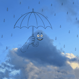 A Daily Cloud doodlge of a cloud holding an umbrella