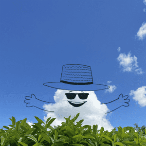 A Daily Cloud doodle of a cloud in a sun hat