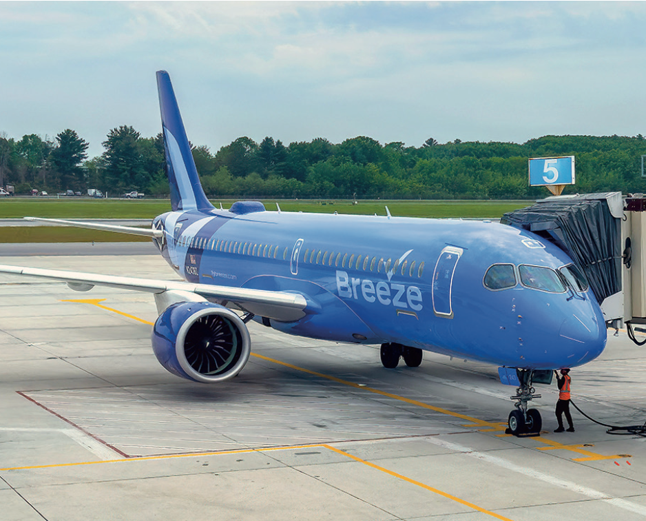Breeze Airways airplane on the tarmac