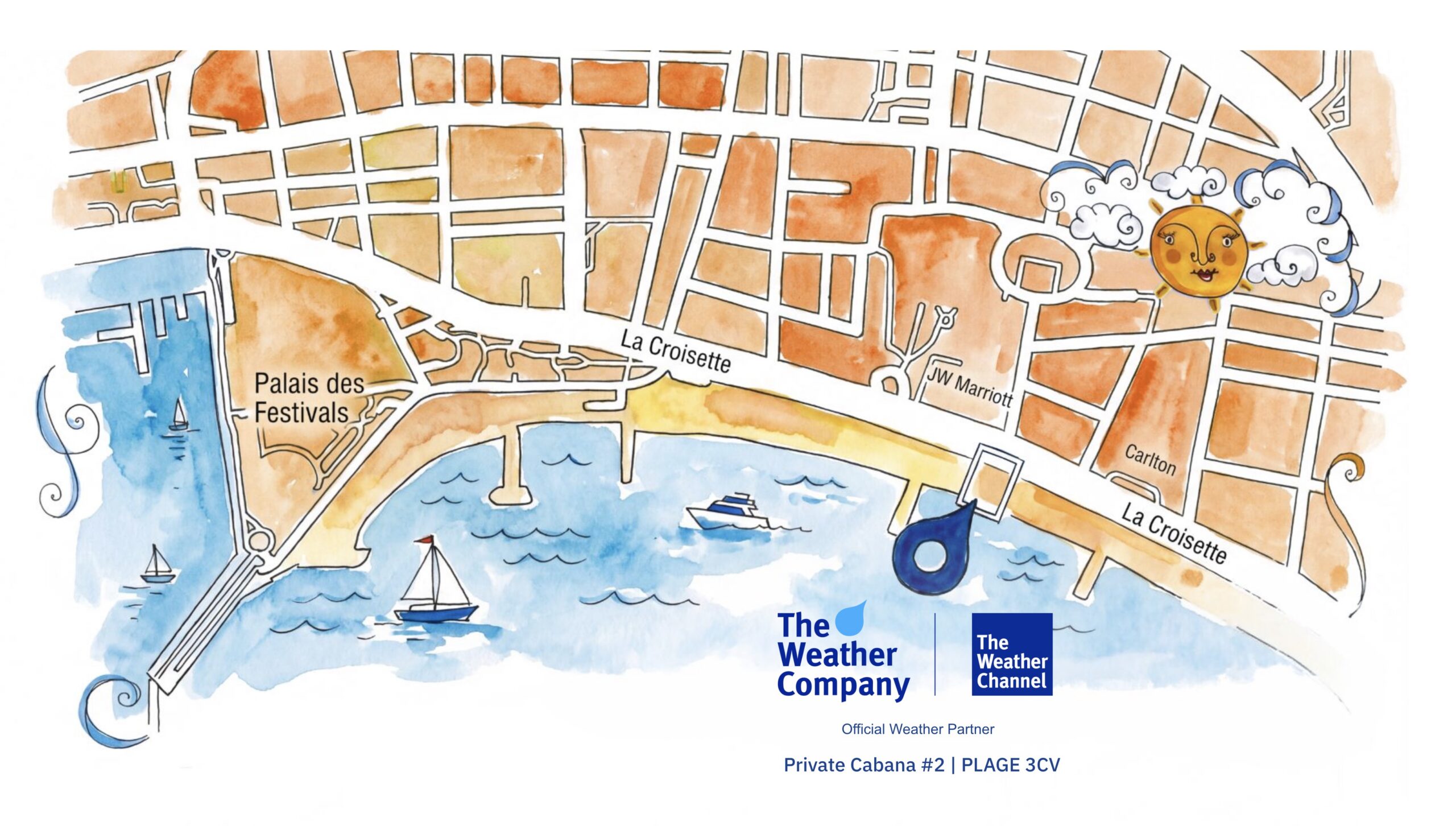 A map of The Weather Company's location at Cannes Lions 2026