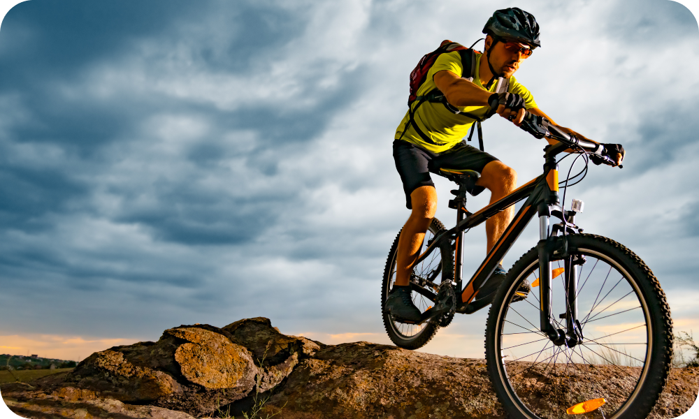 Cyclist on a mountain trail