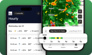 Hourly radar as seen on The Weather Channel app.