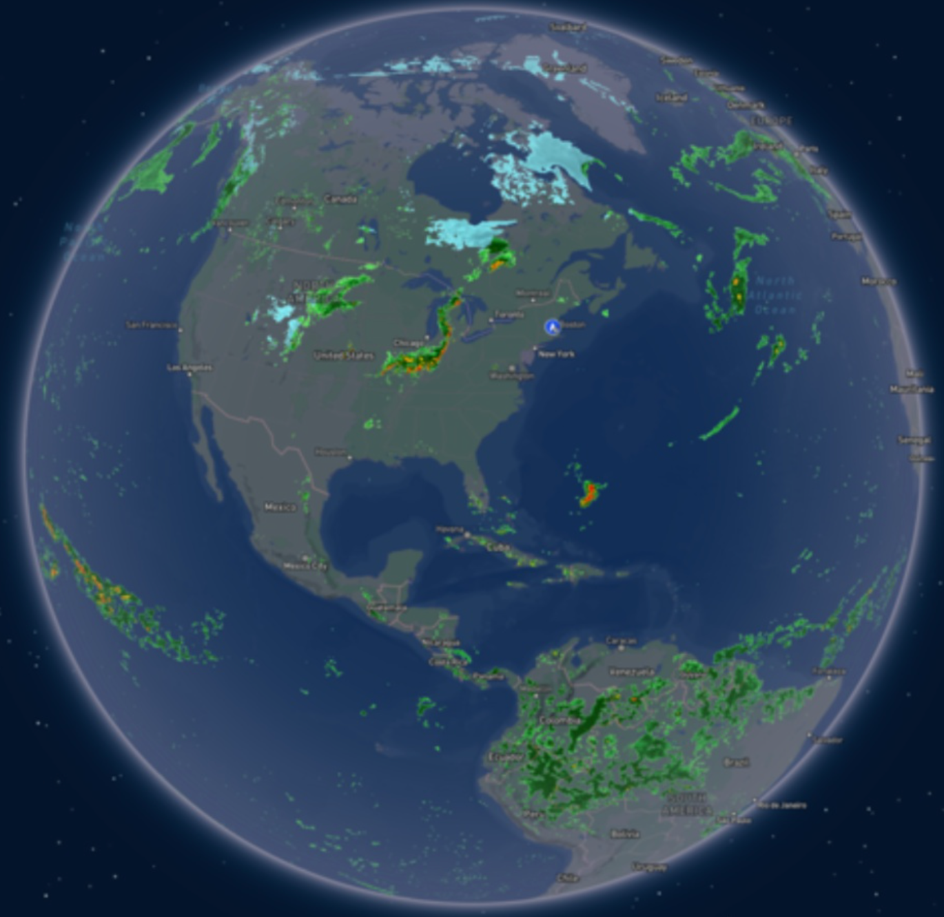 A highlight of our Global Radar Mosaic. By synchronizing hundreds of cleaned data feeds and applying strict human review, we provide one accurate, worldwide view of active weather.