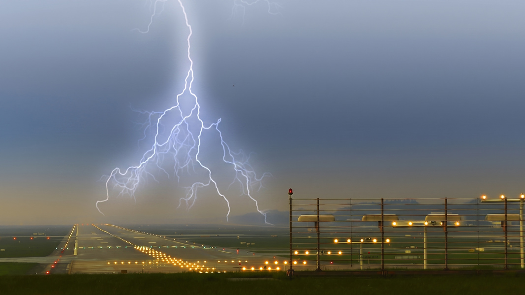 Lightning on a runway