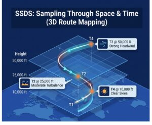 Multi-point service (Route-based sampling): Instead of pulling static map overlays, platforms can submit routes defined by coordinates, timing, and elevation.