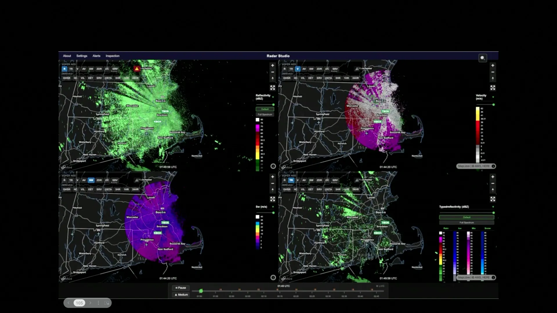 Animation of radar visualizations made possible by The Weather Company aviation APIs