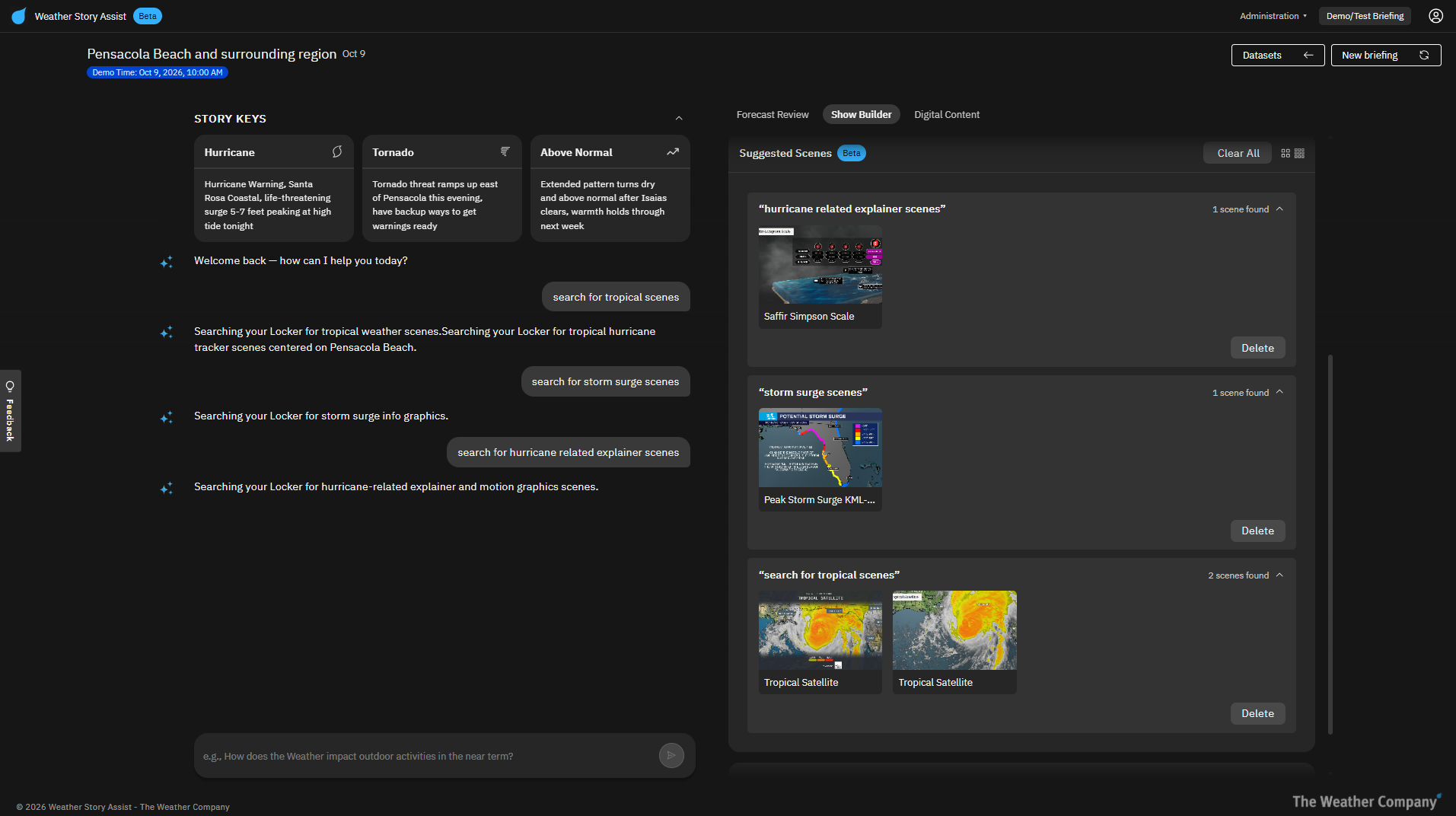 The screen UI of Weather Story Assist by The Weather Company